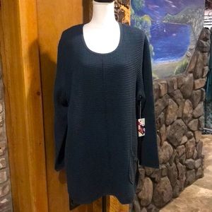 NWT Focus Fashions Teal Waffle Print Tunic XL